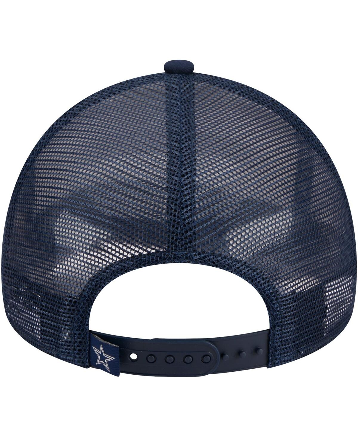 Men's New Era Navy Dallas Cowboys Stacked A-Frame Trucker 9FORTY Adjustable Hat - Navy
