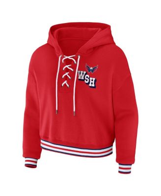Women's Red Washington Capitals Lace-Up Pullover Hoodie
