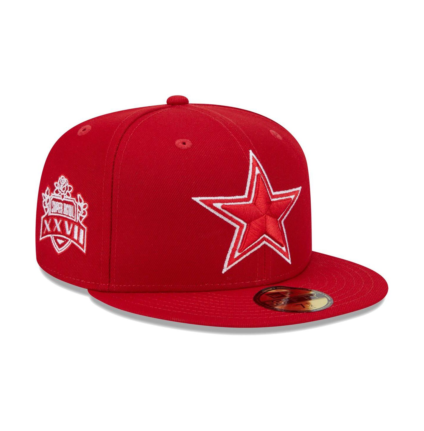 Мужская кепка New Era Scarlet Dallas Cowboys Super Bowl XXVII Main Patch 59FIFTY Fitted Hat — фото 1