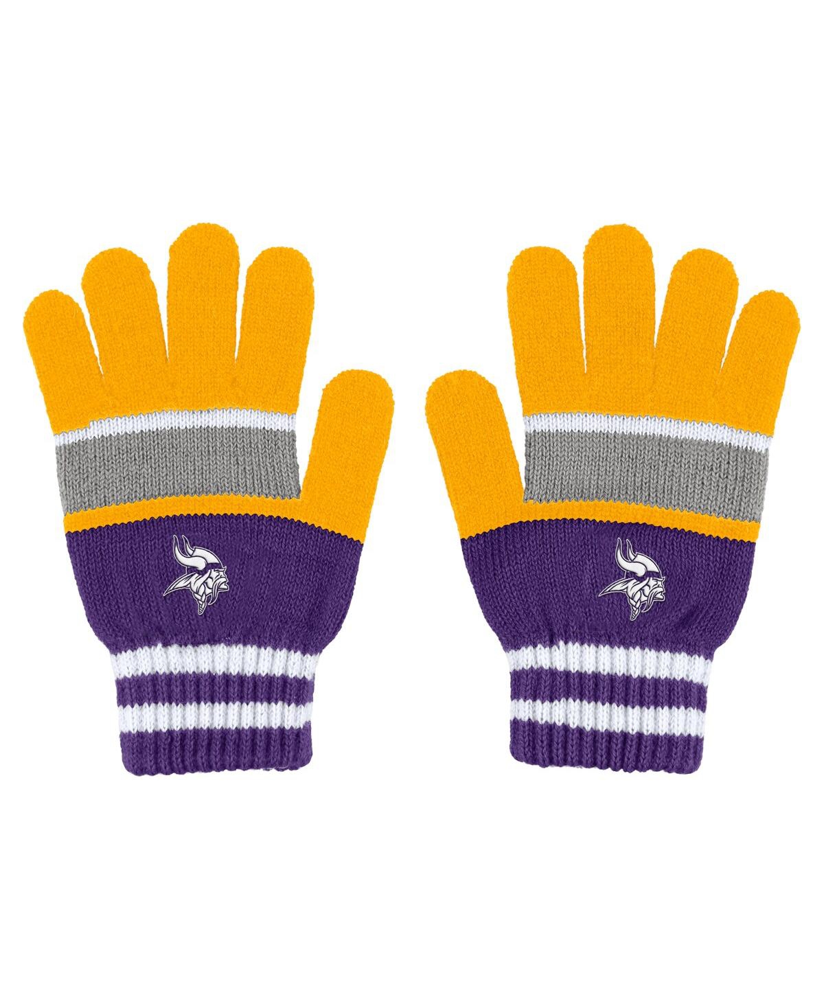 Shop Wear By Erin Andrews Women's  Minnesota Vikings Stripe Glove And Scarf Set In Multi