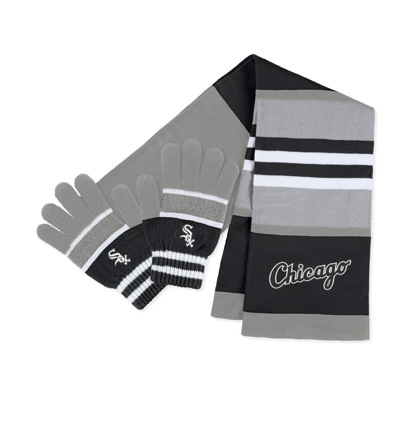 Женские аксессуары WEAR by Erin Andrews Chicago White Sox Stripe Glove and Scarf Set — фото 1