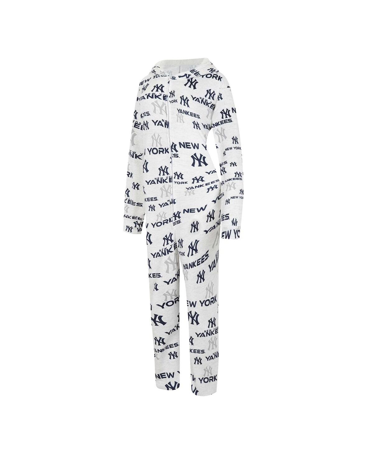 CONCEPTS SPORT WOMEN'S CONCEPTS SPORT WHITE NEW YORK YANKEES DOCKET MICROFLEECE UNION HOODED ZIPPERED ONESIE 