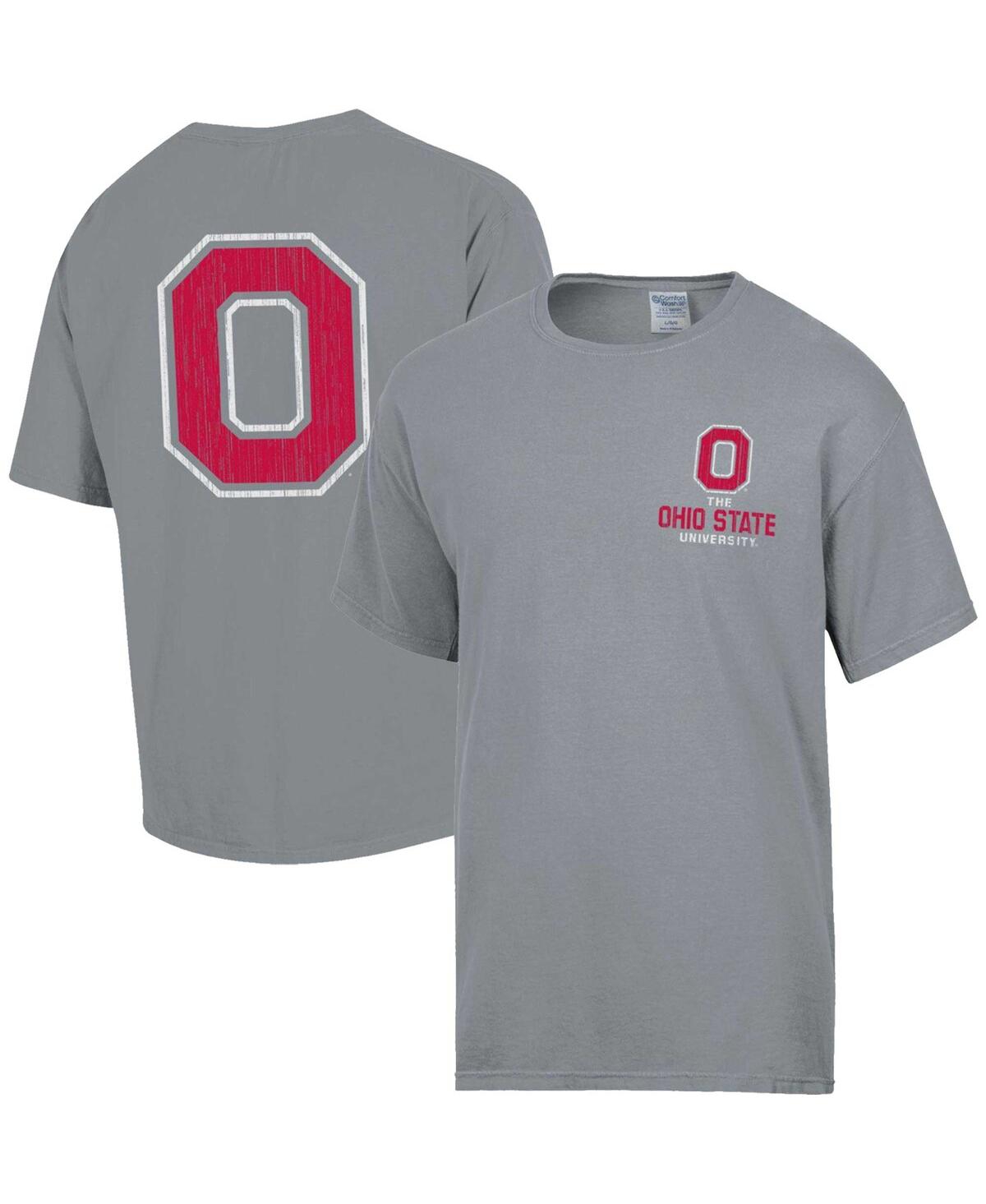 Comfortwash Men's  Graphite Distressed Ohio State Buckeyes Vintage-like Logo T-shirt