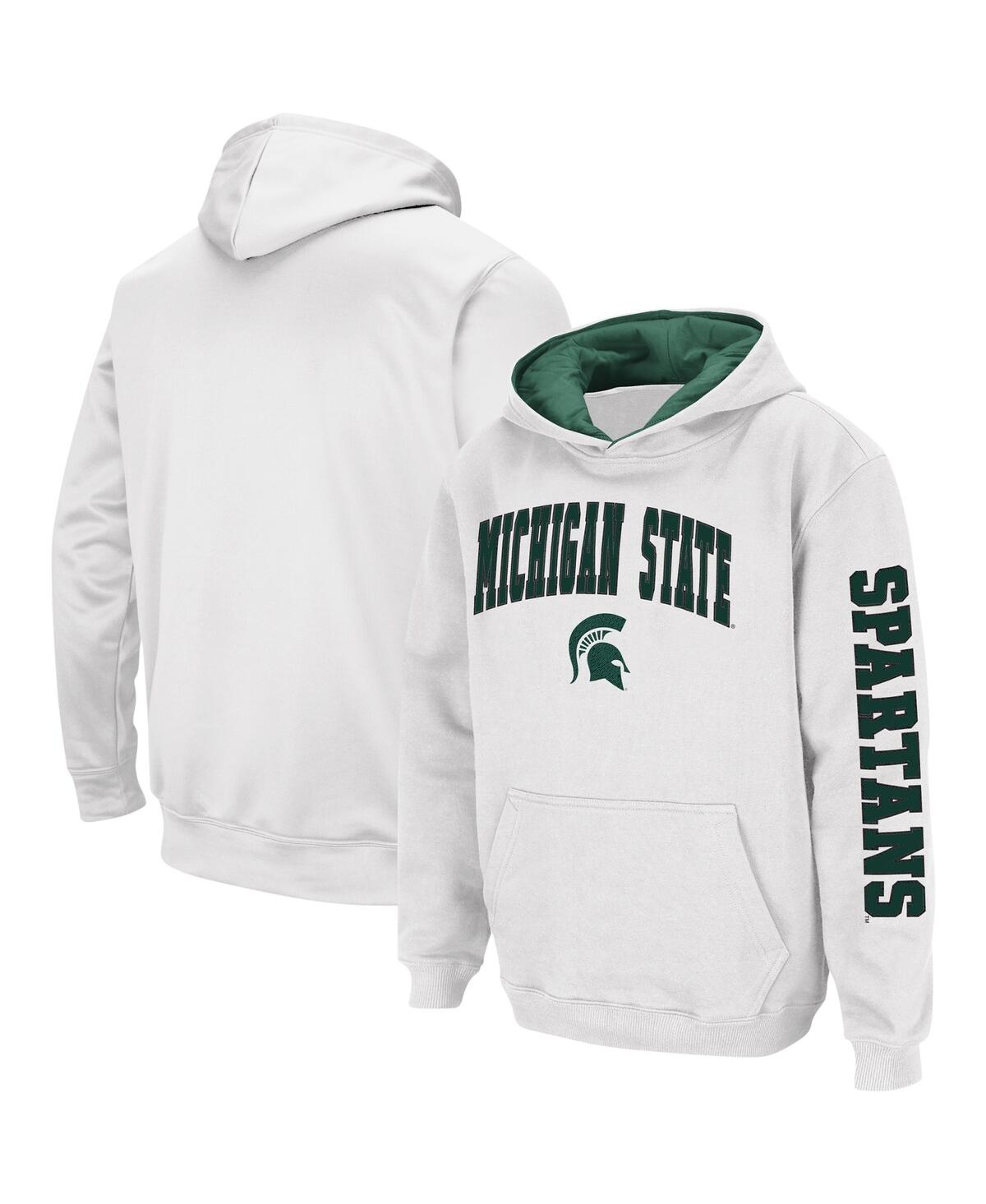 Shop Colosseum Big Boys  White Michigan State Spartans 2-hit Pullover Hoodie