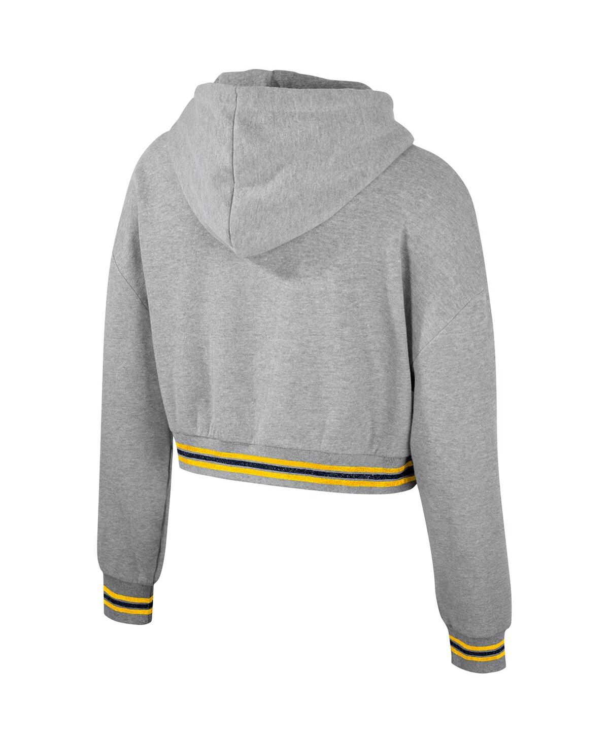Shop The Wild Collective Women's  Heather Gray Distressed Michigan Wolverines Cropped Shimmer Pullover Hoo