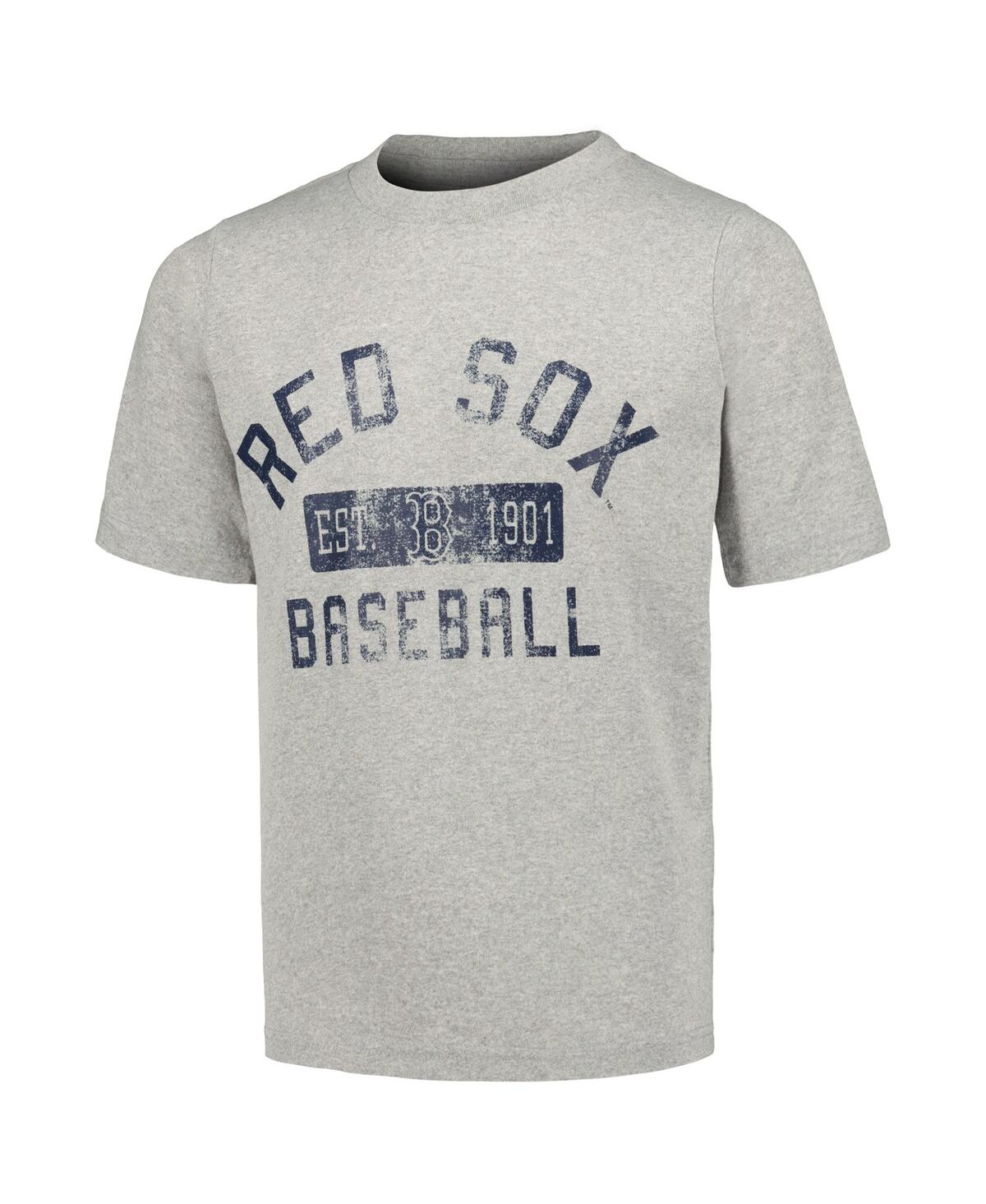 Shop Stitches Big Boys  Heather Gray, Navy, Red Distressed Boston Red Sox Three-pack T-shirt Set In Heather Gray,navy