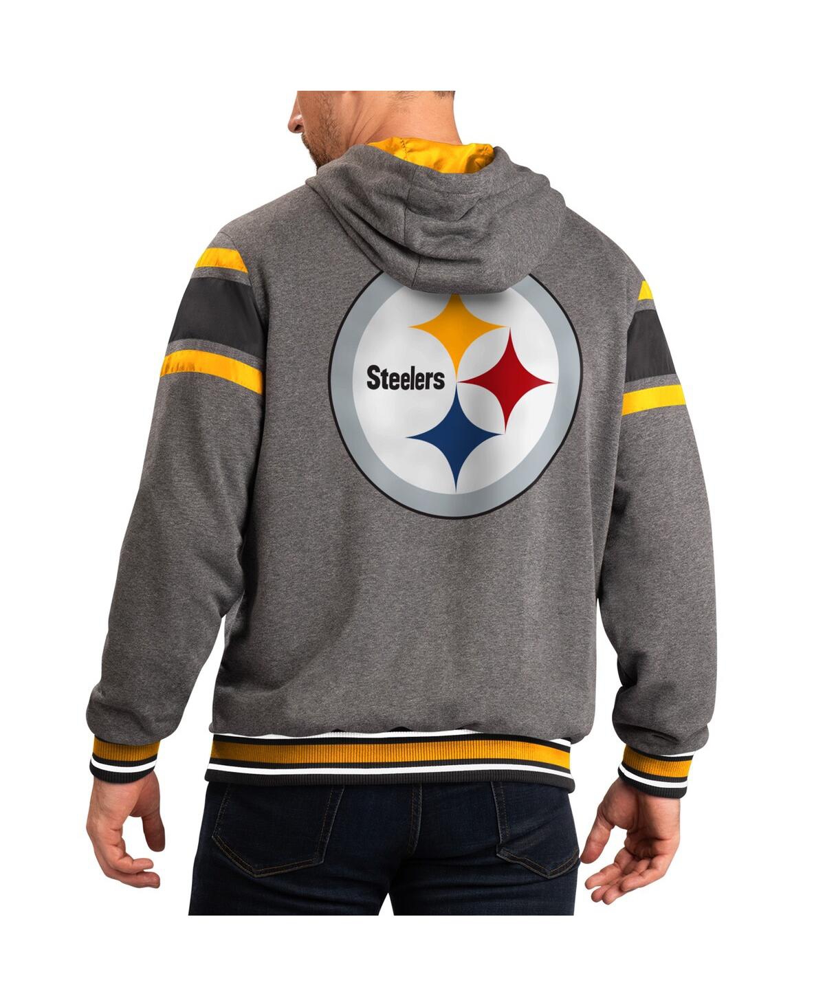 Shop G-iii Sports By Carl Banks Men's  Black, Gray Pittsburgh Steelers Extreme Full Back Reversible Hoodie In Black,gray