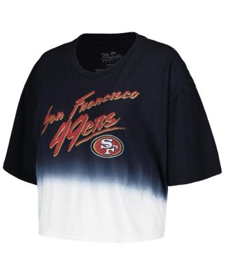 Women's Threads Christian McCaffrey Black, White Distressed San Francisco 49ers Dip-Dye Player Name and Number Crop Top