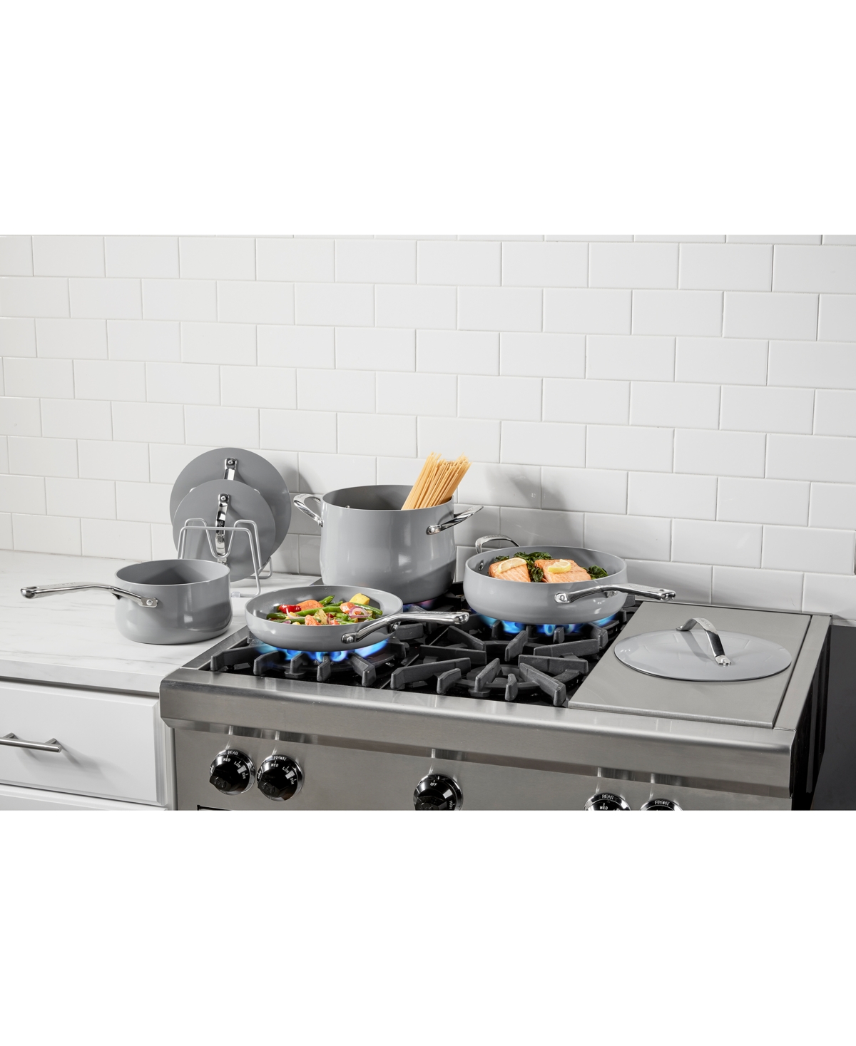 Shop Cuisinart Culinary Collection 8-pc. Nonstick Ceramic Cookware Set, Created For Macy's In Gray