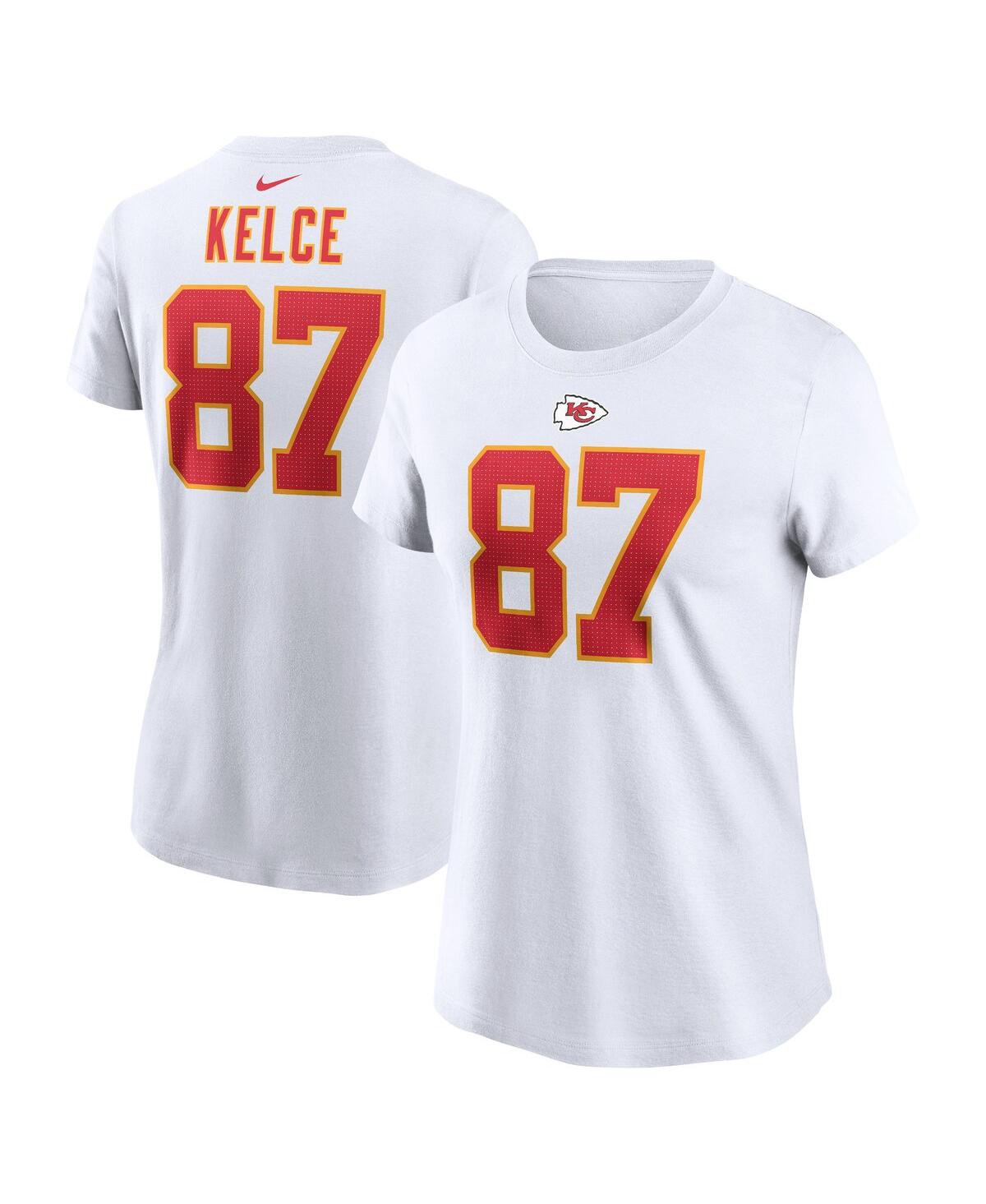 Shop Nike Women's  Travis Kelce White Kansas City Chiefs Player Name And Number T-shirt