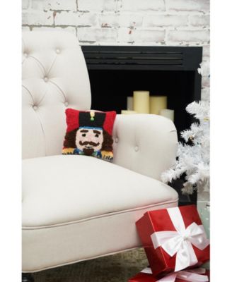 Christmas Nutcracker Mini Hooked Accent Pillow 8" x 8"