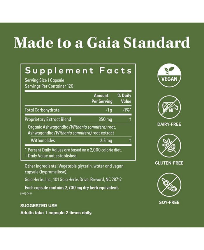 Gaia Herbs Ashwagandha Root Made with Organic Ashwagandha Root to