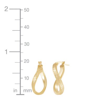 Textured Curved Oval Hoop Earrings in 10k Gold