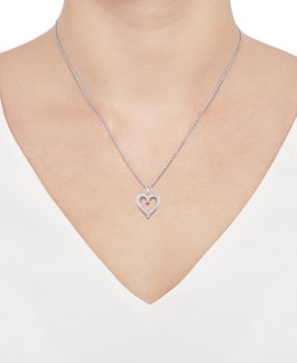Diamond Heart 18" Pendant Necklace (1/4 ct. t.w.) in 10k White Gold