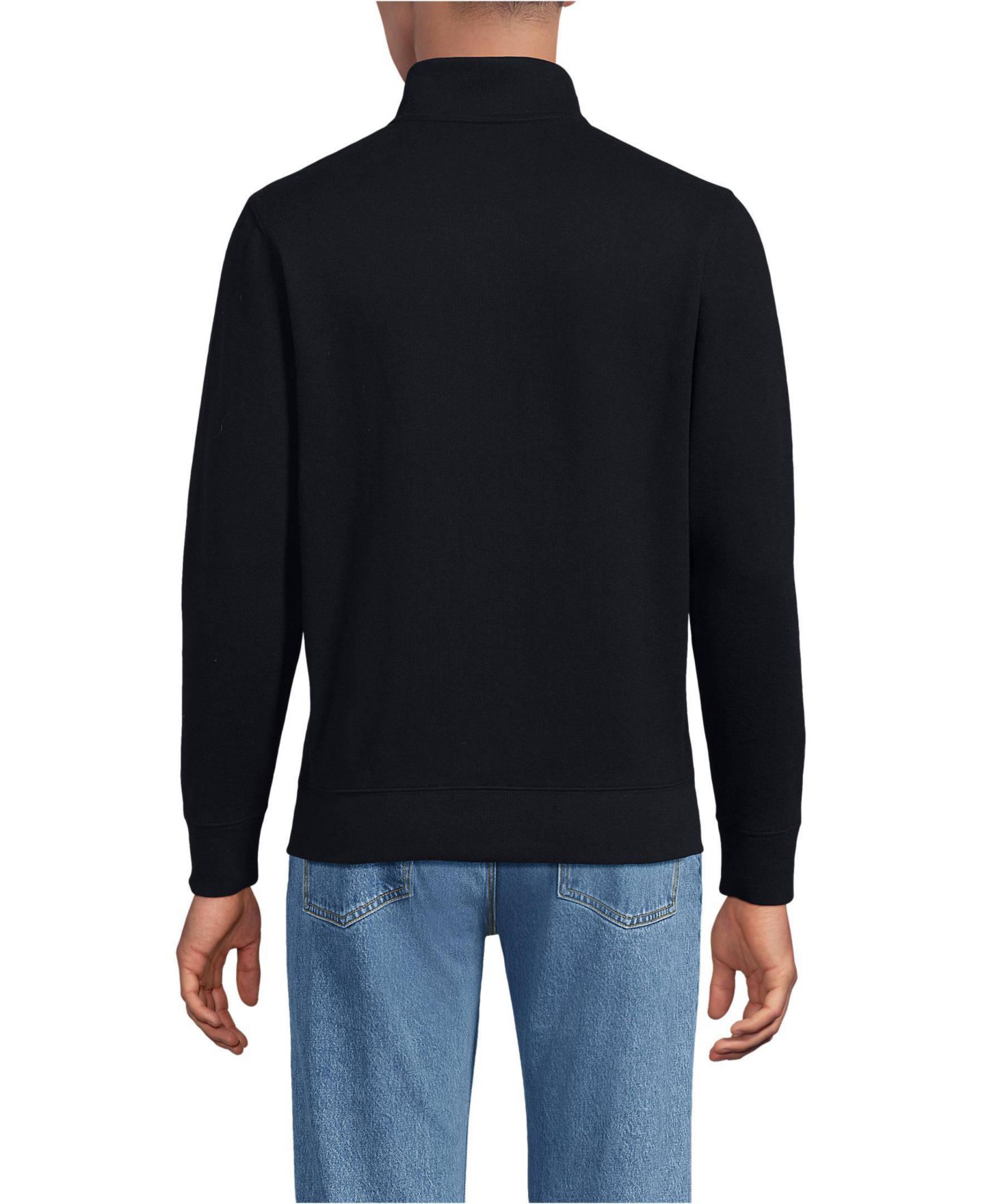 Мужской свитер Lands' End Bedford Rib Quarter Zip, цвет: Чёрный — фото 2
