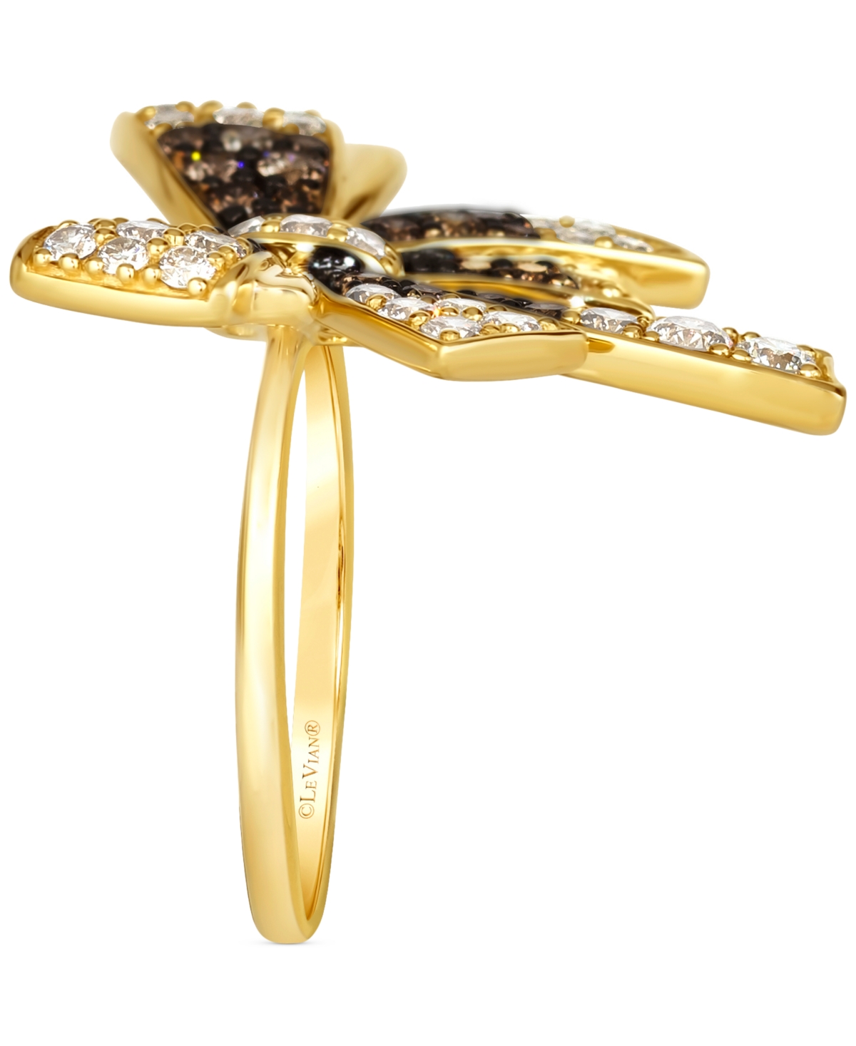 Le Vian Ombre Chocolate Ombre Diamond & Vanilla Diamond Bow Ring (1-3/8 ct. t.w.) in 14k Gold - 14K Honey Gold Ring