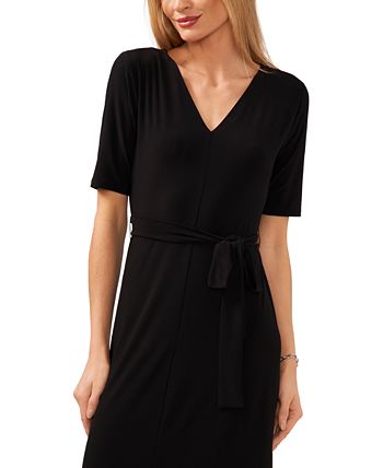 Beautife Women's Plus Size V Neck Midi Dress | Ribbed Knit Short Sleeve Belted A-Line Summer Dress - View #9