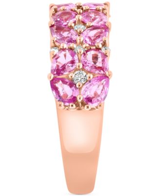 EFFY&reg; Pink Sapphire (2-1/4 ct. t.w.) & Diamond (1/8 ct. t.w.) Cluster Ring in 14k Rose Gold