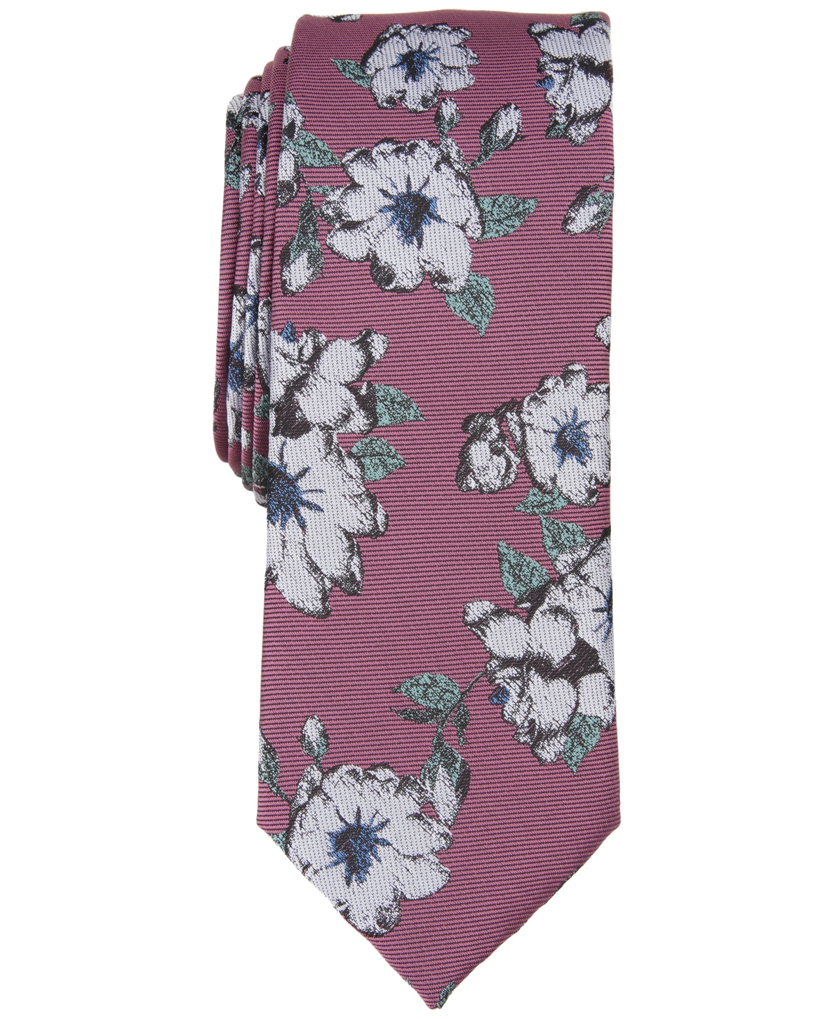 Men's Sondley Skinny Floral Tie, Created for Macy's - Red