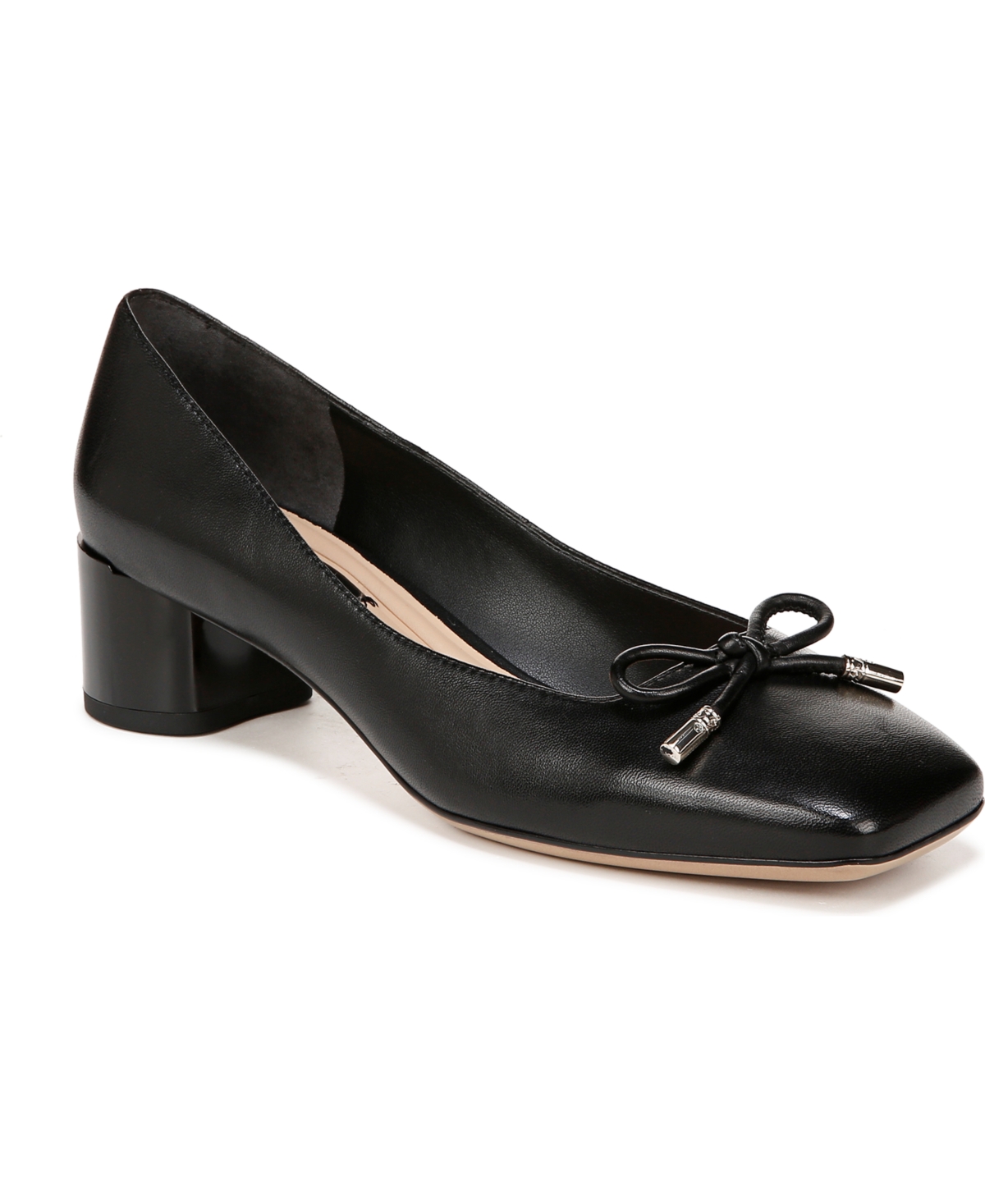 Women's Natalia Block Heel Ballet Pumps - Black Tweed Fabric