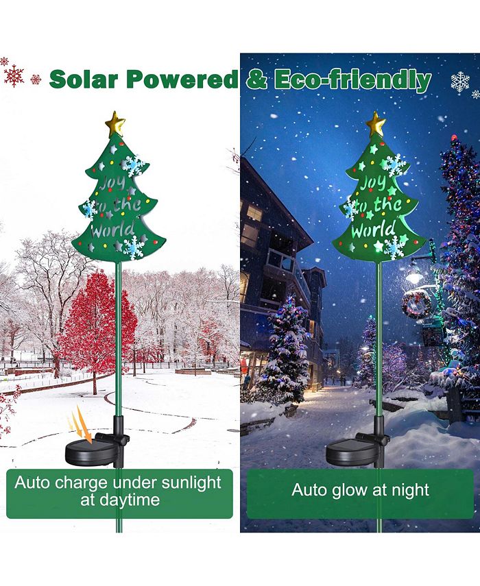 Solar Christmas Tree Stake Lights Solar Pathway Light for Garden Yard Lawn 4Pcs Macy's