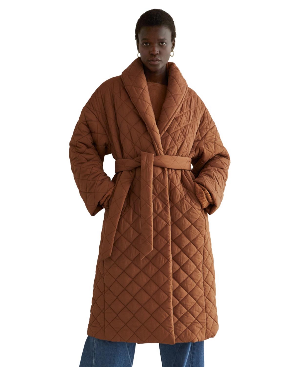 Women's Adeline Quilted Puffer Wrap Coat - Beige/khaki + khaki
