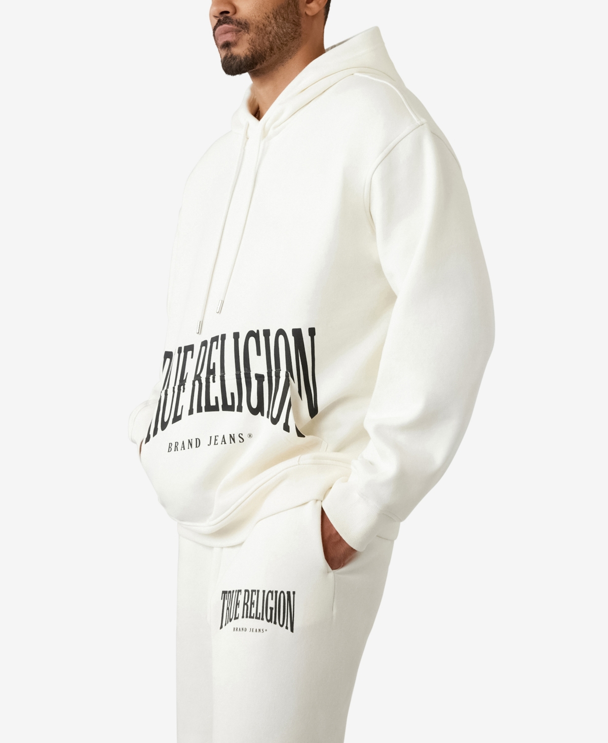Shop True Religion Men's Relaxed Stretch Arch Hoodie In Winter White