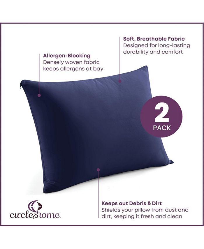 Circles Home 100 Cotton Queen Size Pillow Protector with Zipper (2