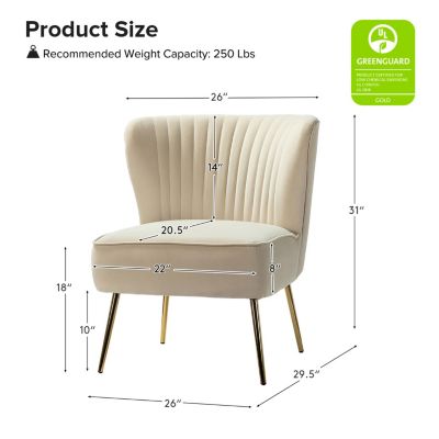 Velvet Accent Chair with Gold Metal Legs for Bedroom Guest Room Vanity