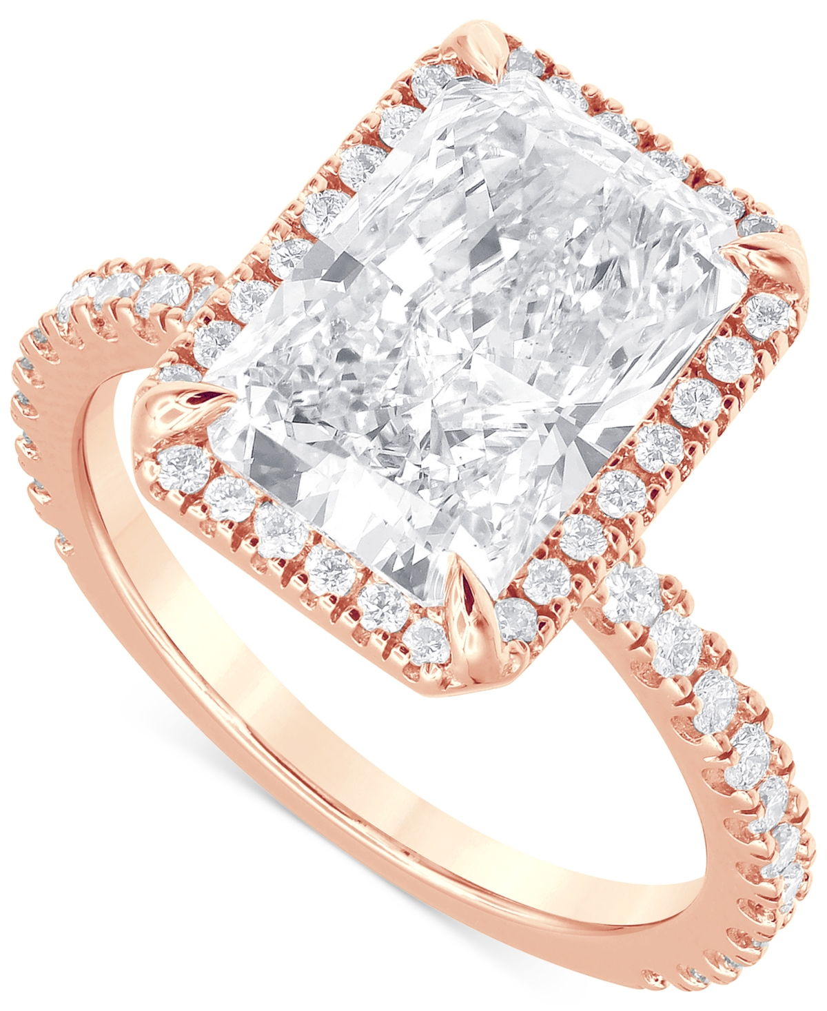 Badgley Mischka Certified Lab Grown Diamond Radiant-Cut Halo Engagement Ring (4-1/2 ct. t.w.) in 14k Gold