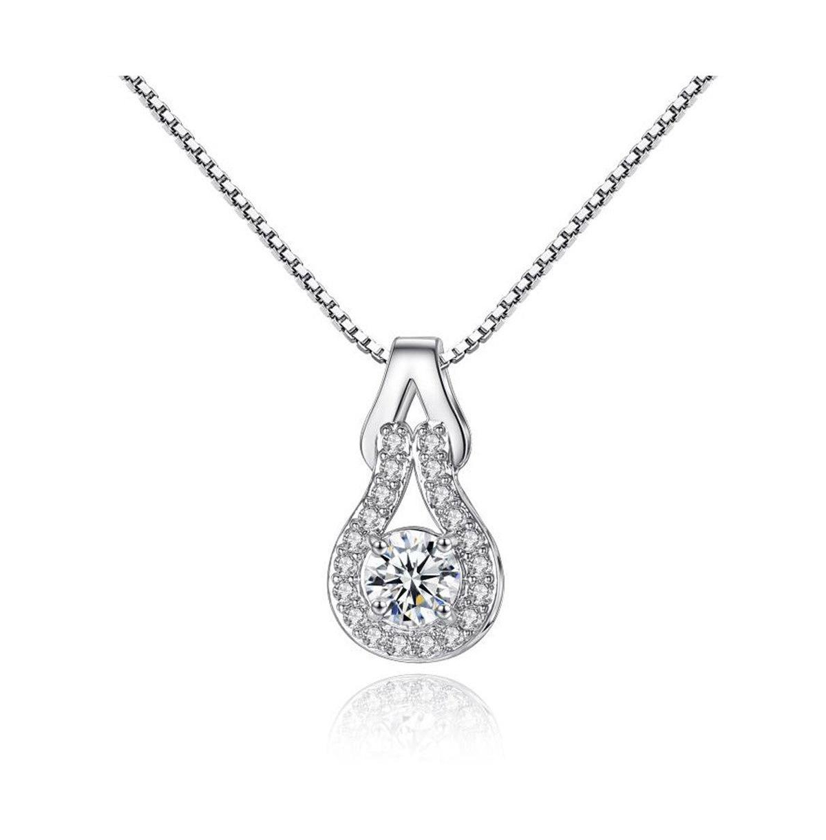 Crystal Infinity Pendant Necklace for Women - Silver