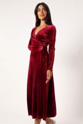 Womens Darby Long Sleeve Midi Dress - Burgundy