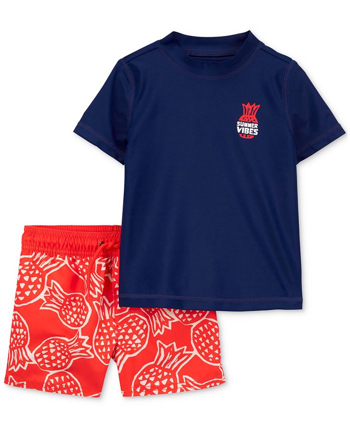 Carter's Toddler Boys Rashguard Top and Pineapple-Print Swim Shorts, 2  Piece Set - Macy's