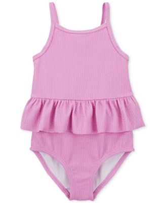 Carter's - Toddler Girls Ribbed Ruffled One-Piece Swimsuit