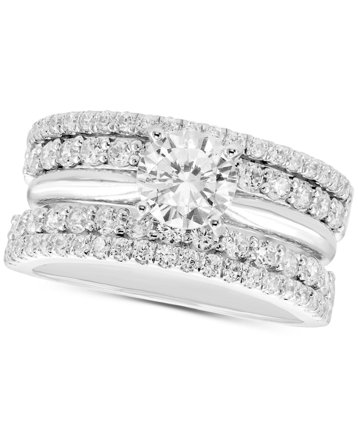 Macy's Diamond Double Row Guard Enhancer (1 Ct. T.w.) In 14k White Gold In White Gold