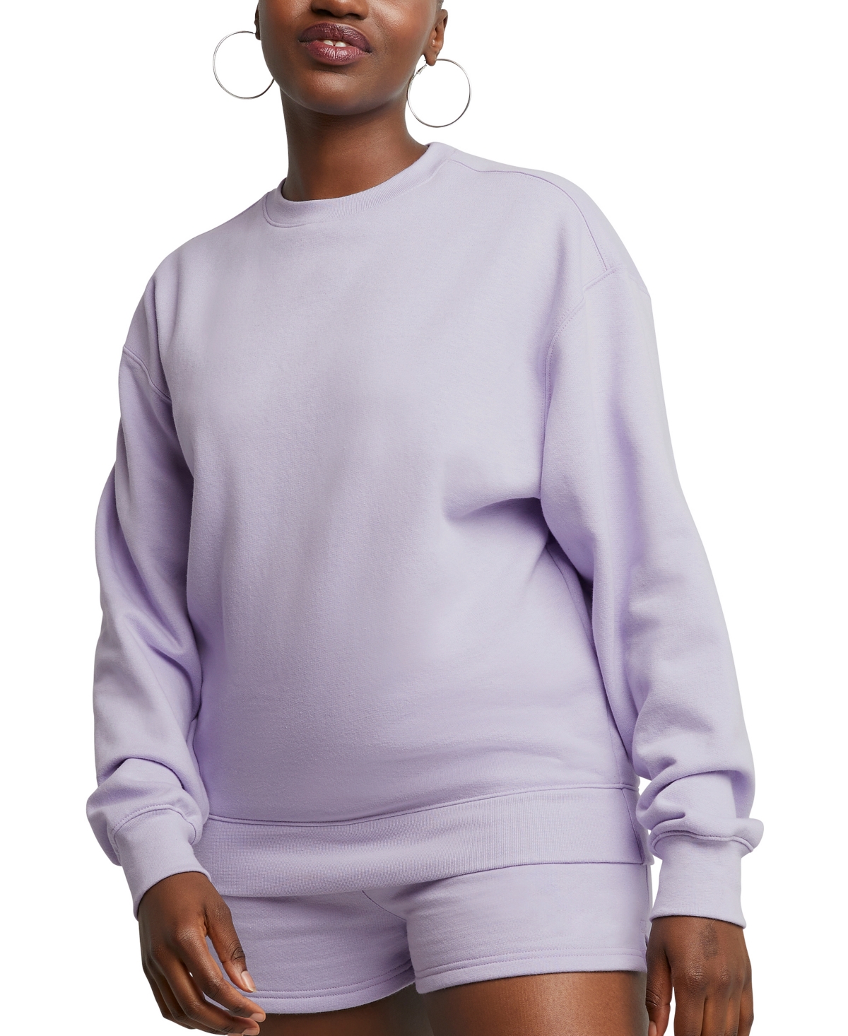 Hanes Women's Originals Dropped Shoulder Sweatshirt In Urban Lilac