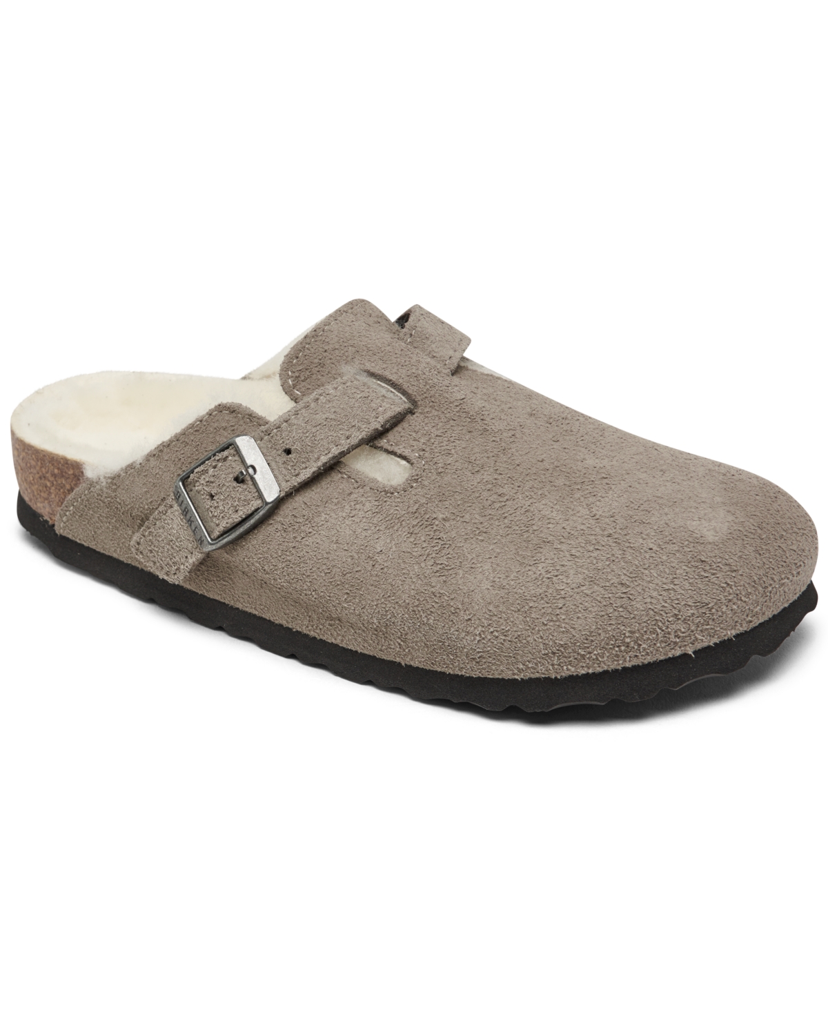 Birkenstock Women's Boston Shearling Suede Leather Clogs from Finish Line - Stone Coin