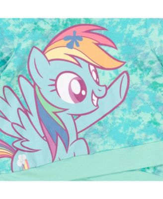 Rainbow Dash Girls French Terry Pullover Crossover Hoodie Toddler to Big Kid