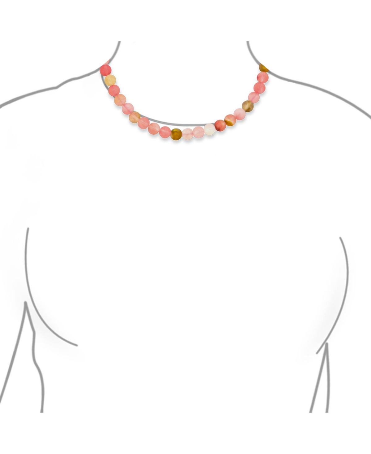 Bling Jewelry Multi Color Simple Mixed Taupe Jasper and Pink Natural Rose Quartz Matte Round 10MM Bead Strand Necklace For Women Silver Plated Clasp 1