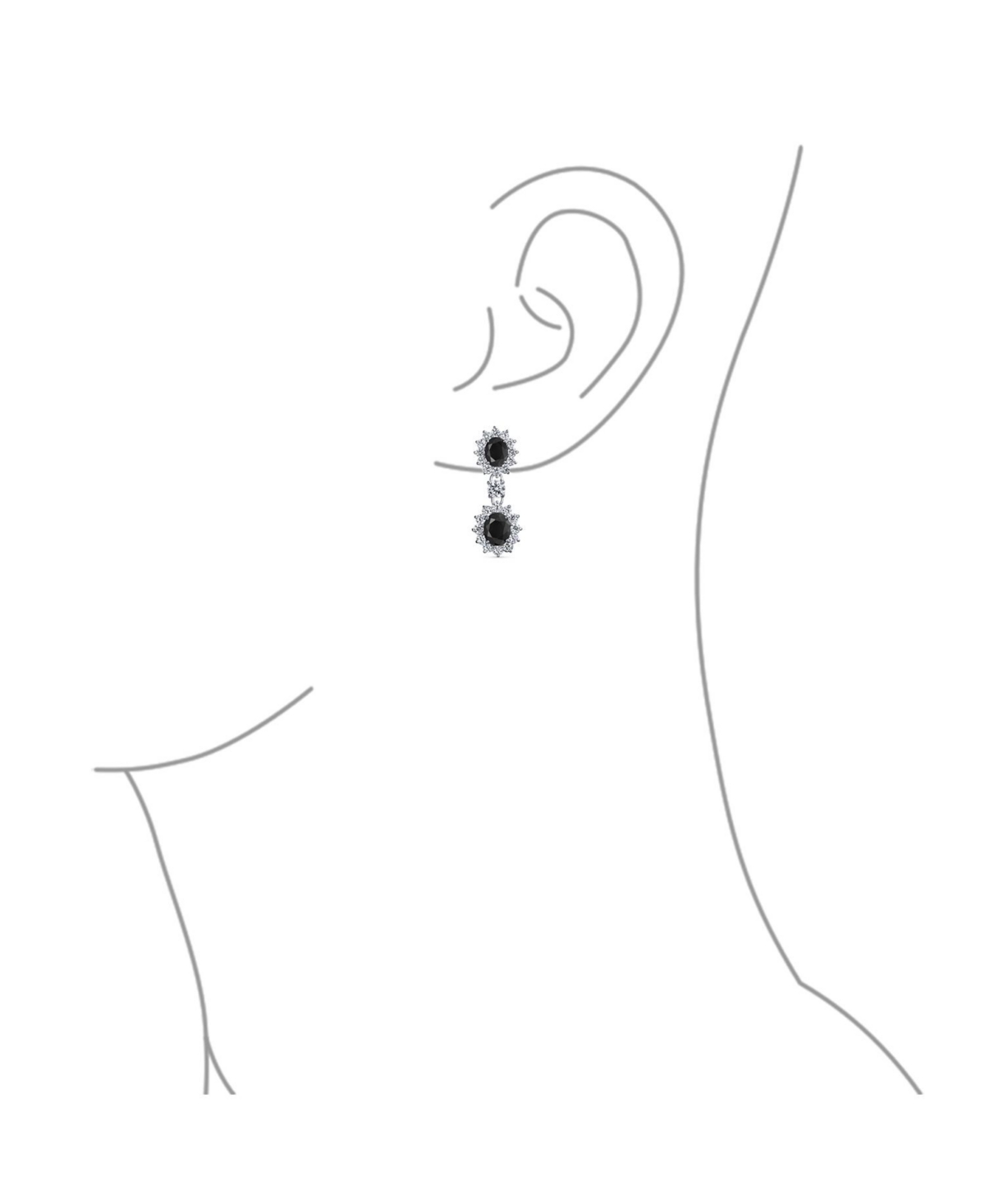 Bling Jewelry Art Deco Style Crown Halo Oval Cubic ZirconiaCz Fashion Formal Dangle Drop Earrings For Women For Prom smaid Rhodium Plated - Bla