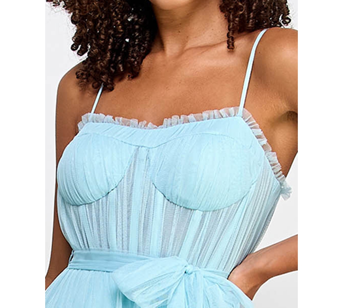 Shop City Studios Juniors' Tulle Bustier Gown In Baby Blue