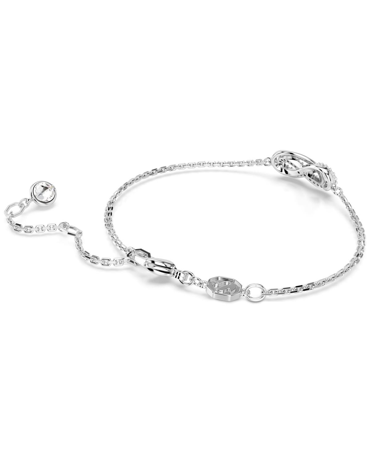 Shop Swarovski Rhodium-plated Pave Infinity Link Bracelet In Silver