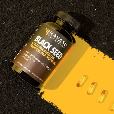 Black Seed Oil Nigella Sativa Capsules, Cold Pressed Organic Black Cumin Seed Oil for Hair Skin and Metabolism Support, Havasu, 90ct