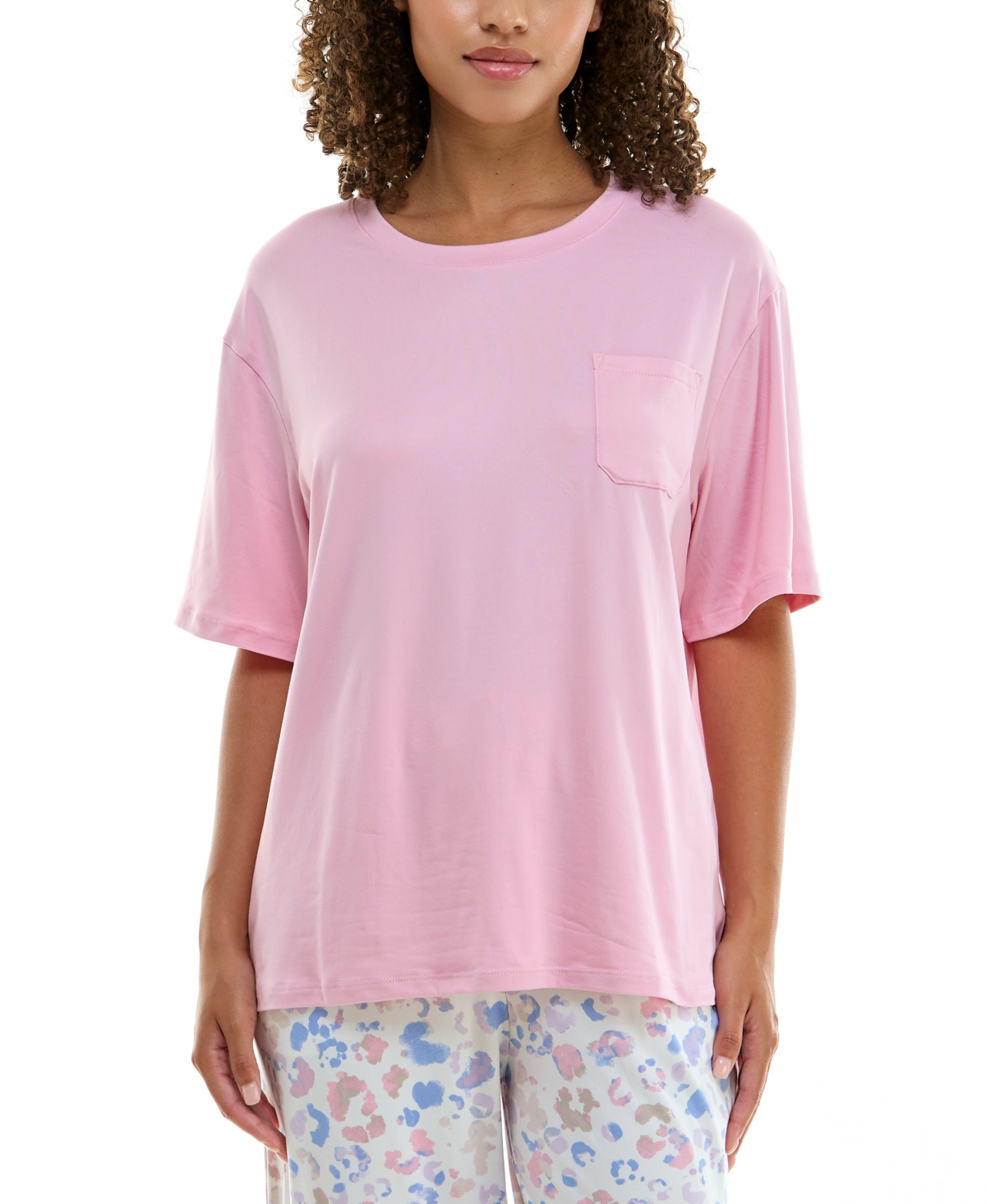 Roudelain Women's Round-neck Dolman-sleeve Pajama Shirt In Cameo Pink