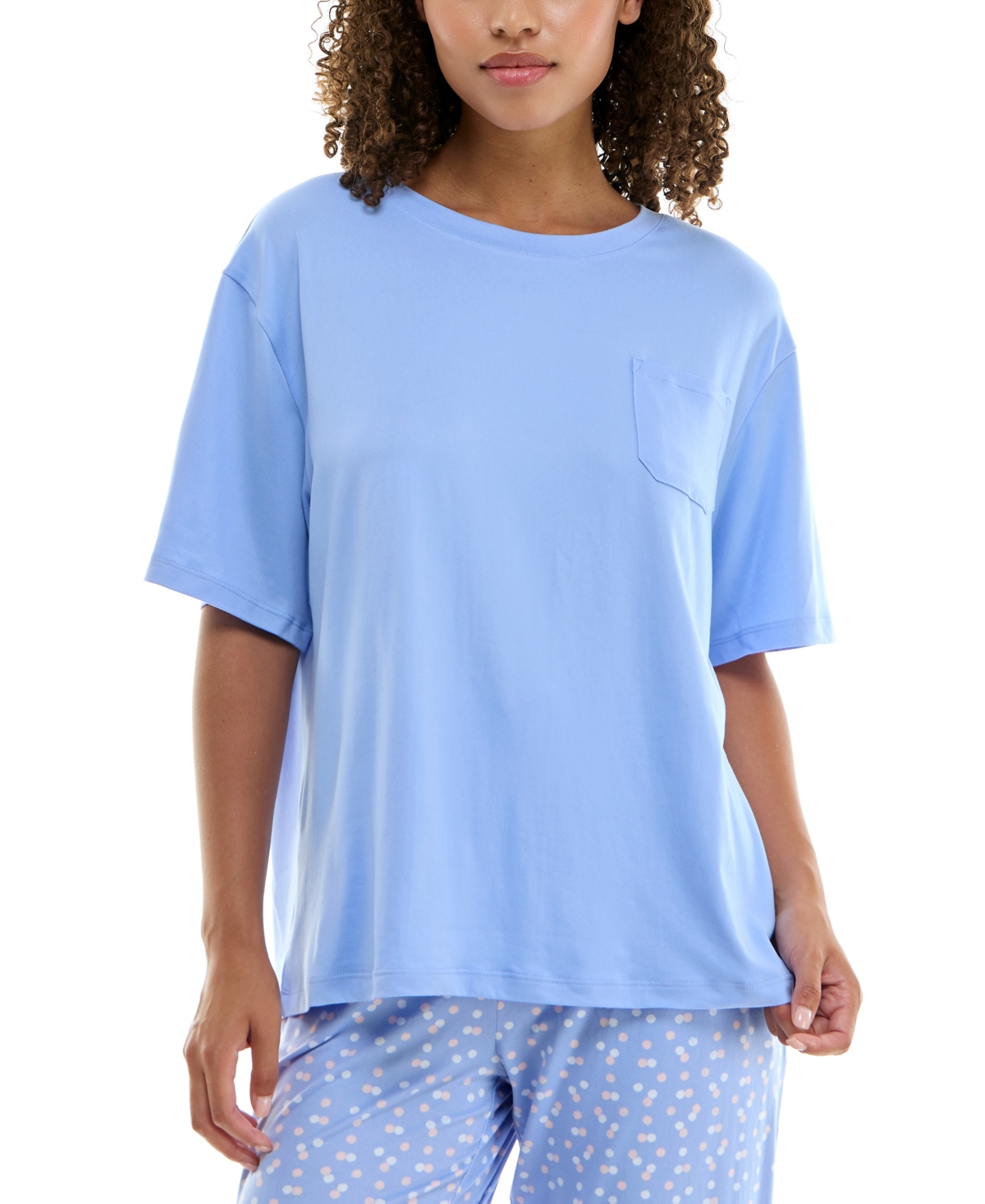 Roudelain Women's Round-neck Dolman-sleeve Pajama Shirt In Vintage Indigo