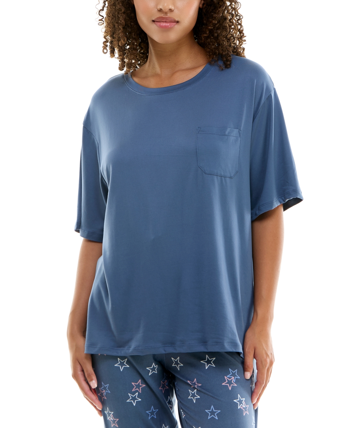 Roudelain Women's Round-neck Dolman-sleeve Pajama Shirt In Serenity