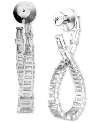 Rhodium-Plated Baguette Crystal Infinity Drop Earrings