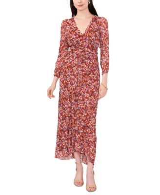 MSK - Women's V-Neck Chiffon 3/4-Sleeve Maxi Dress