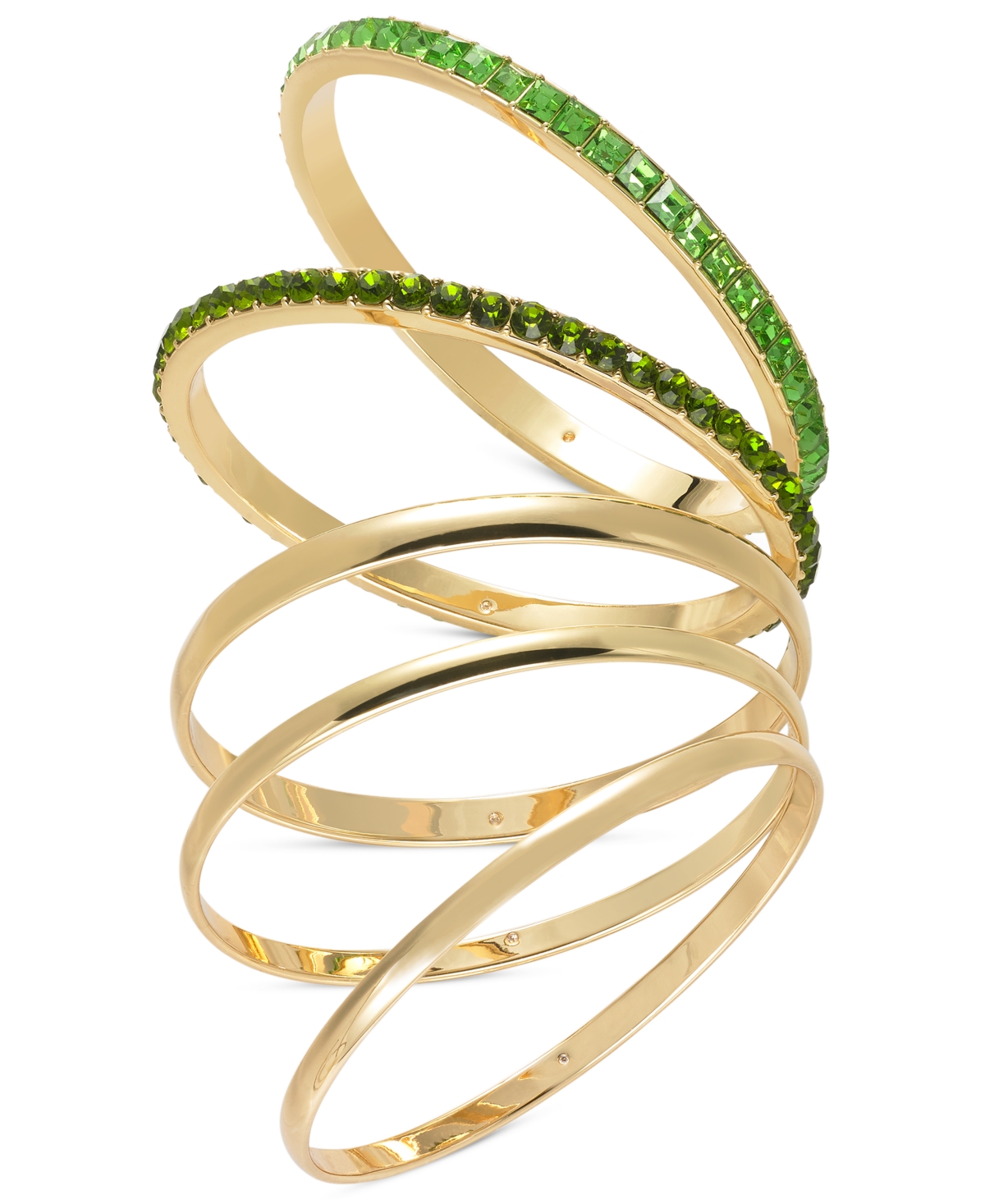 Shop Inc International Concepts Gold-tone 5-pc. Set Stone & Polished Bangle Bracelets, Created For Macy's In Multi