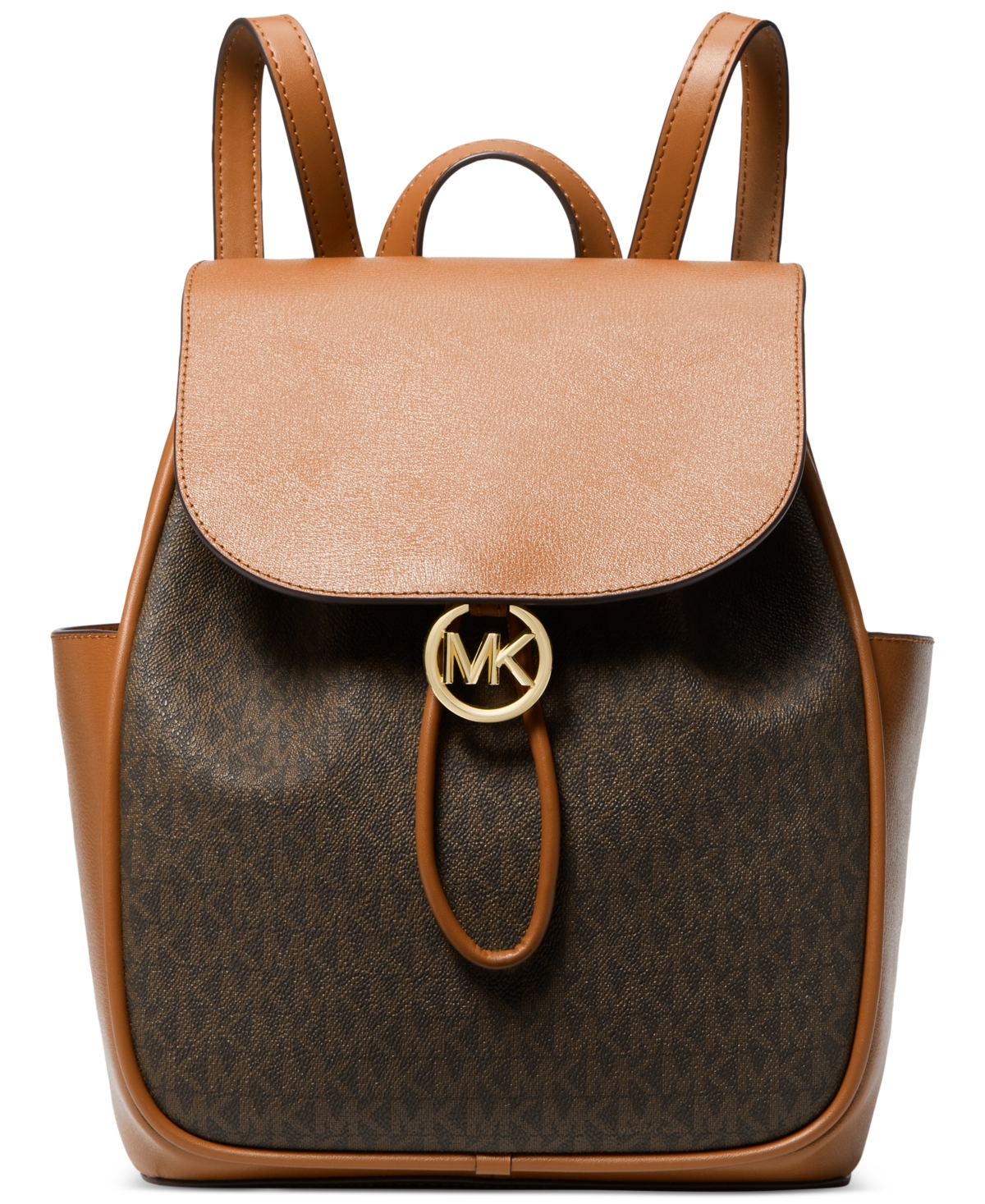 Michael Kors Michael  Logo Cheryl Medium Drawstring Backpack In Brown,acorn